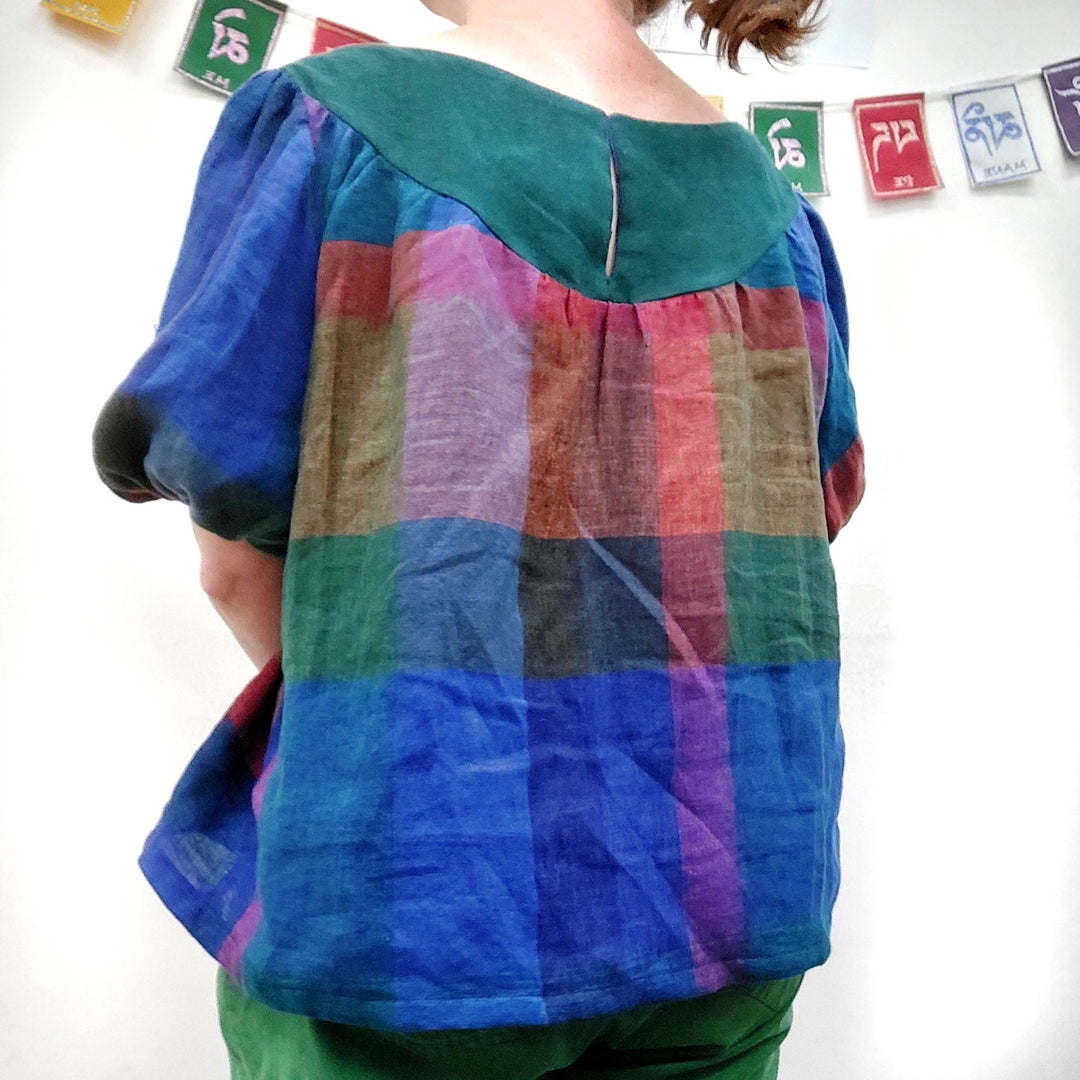 100% Linen Multi Color Big Plaid Fabric Light Weight 7167 - The Linen Lab - Multi Color