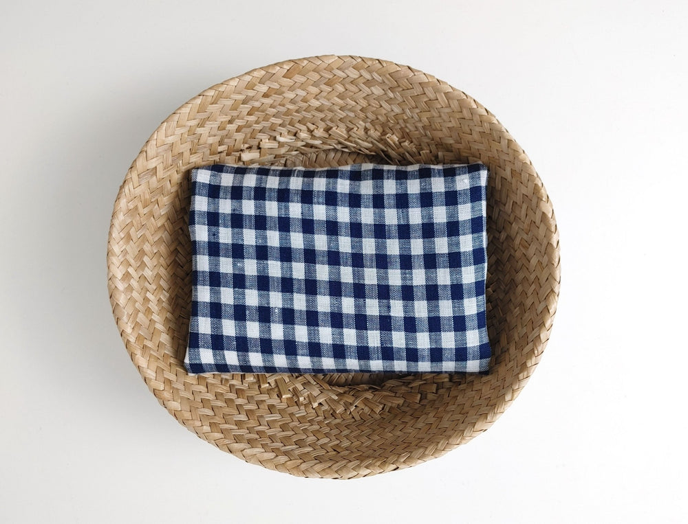 100% Linen Navy Small Gingham Check - Light and Airy 4684 - The Linen Lab - Navy