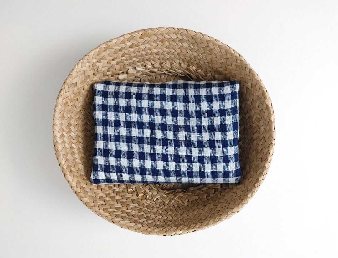 100% Linen Navy Small Gingham Check - Light and Airy 4684 - The Linen Lab - Navy