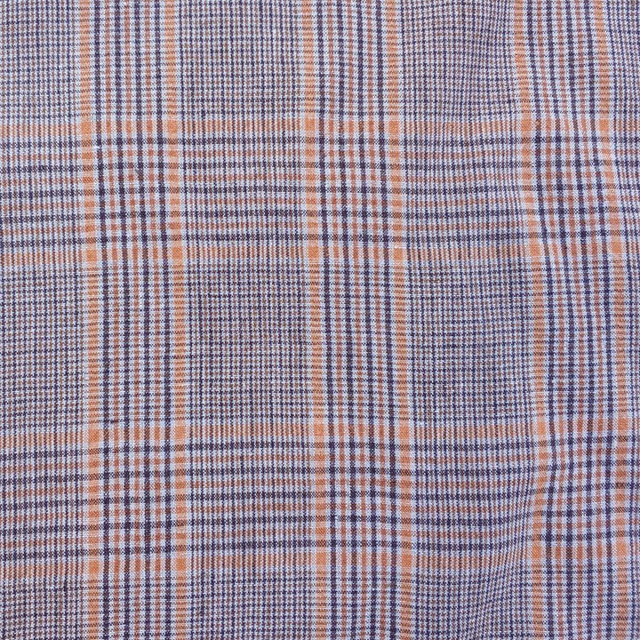 100% Linen Orange Brown Simple Plaid Fabric 14s 40lea (6483) - The Linen Lab -