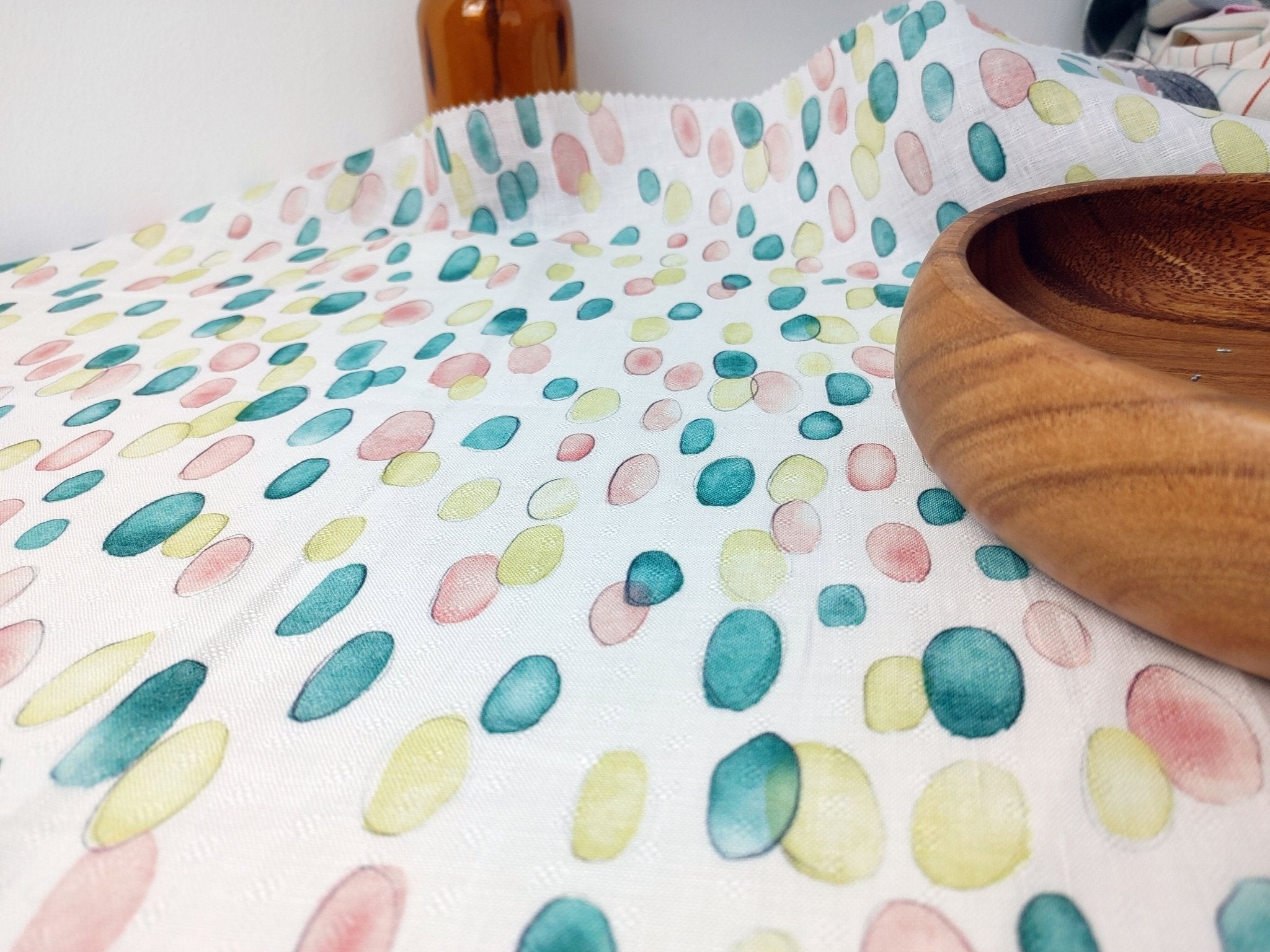 100% Linen Oval Print Fabric Light Weight 7684 - The Linen Lab - Multi