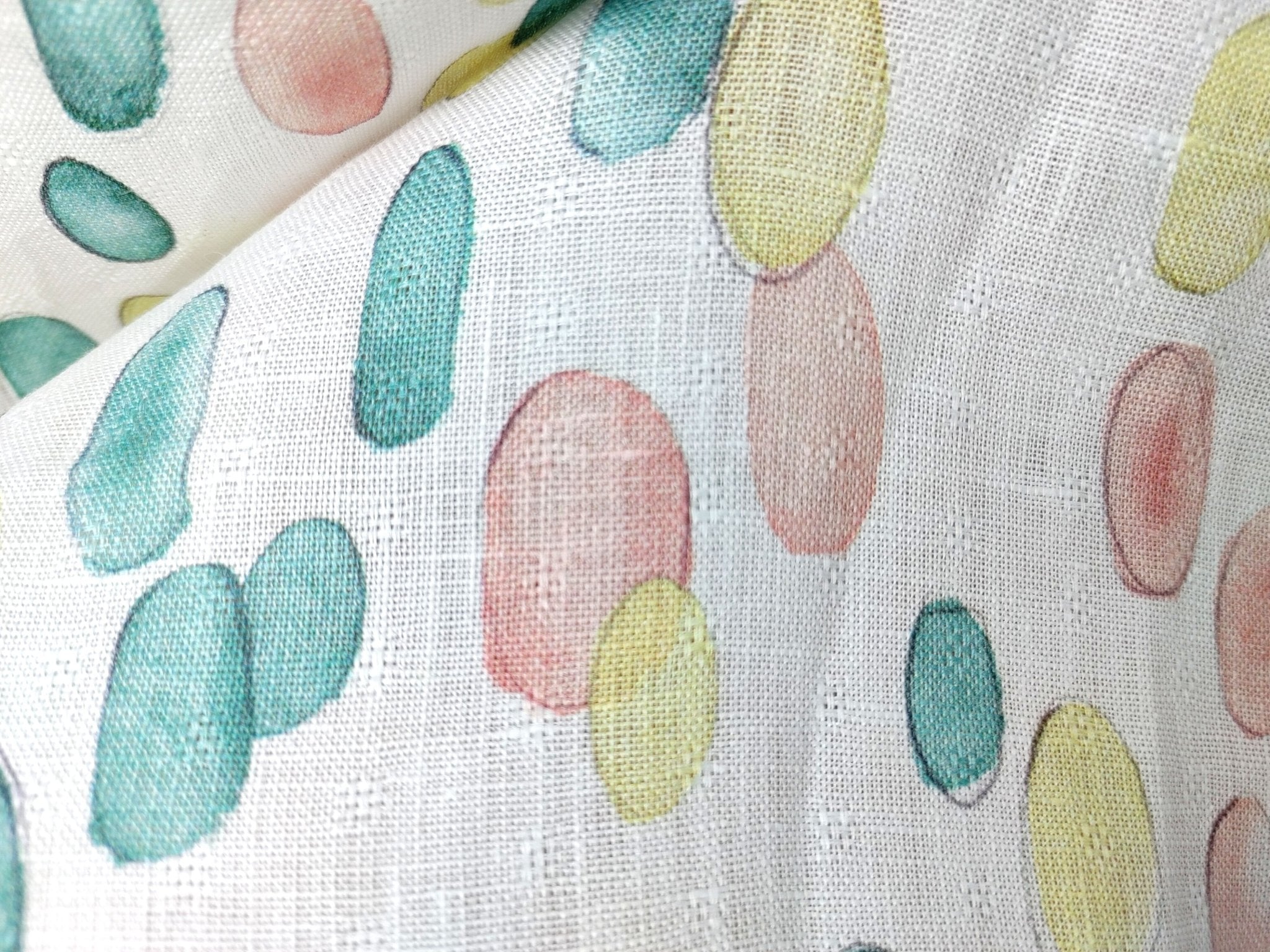 100% Linen Oval Print Fabric Light Weight 7684 - The Linen Lab - Multi