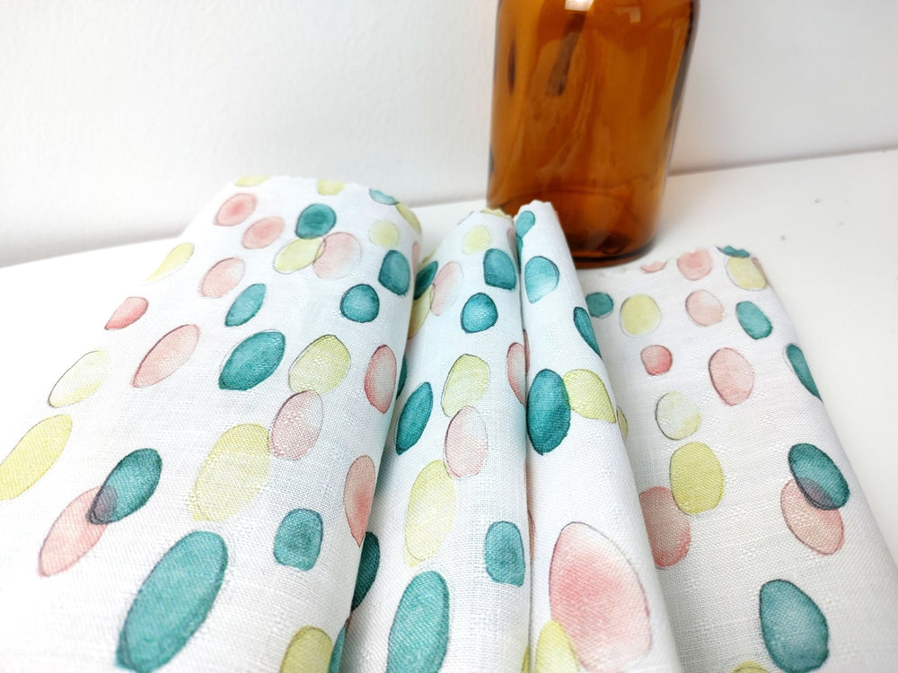 100% Linen Oval Print Fabric Light Weight 7684 - The Linen Lab - Multi
