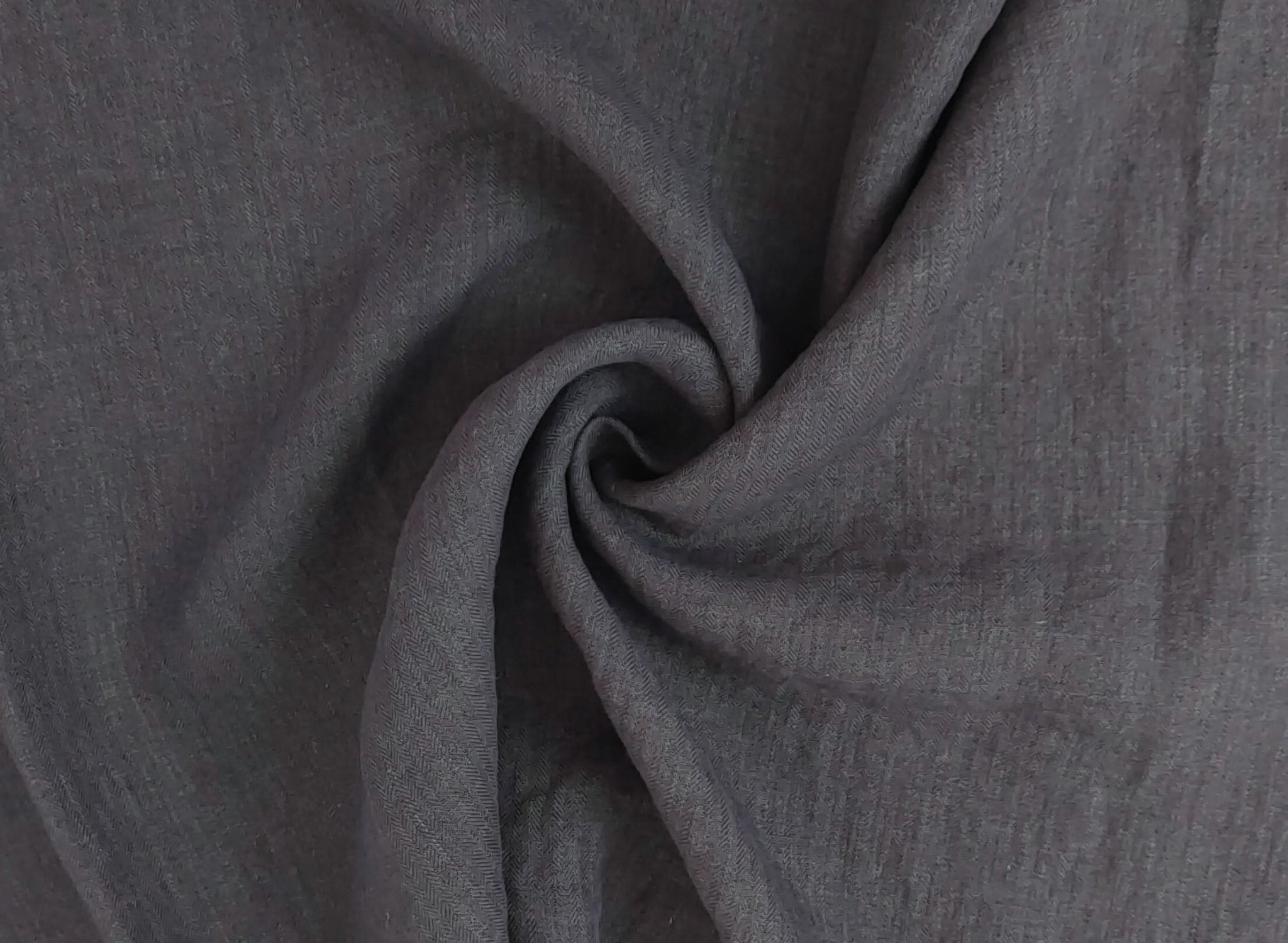 100% Linen Small Herringbone Twill Fabric HBT Chambray 7309 7605 - The Linen Lab - Gray