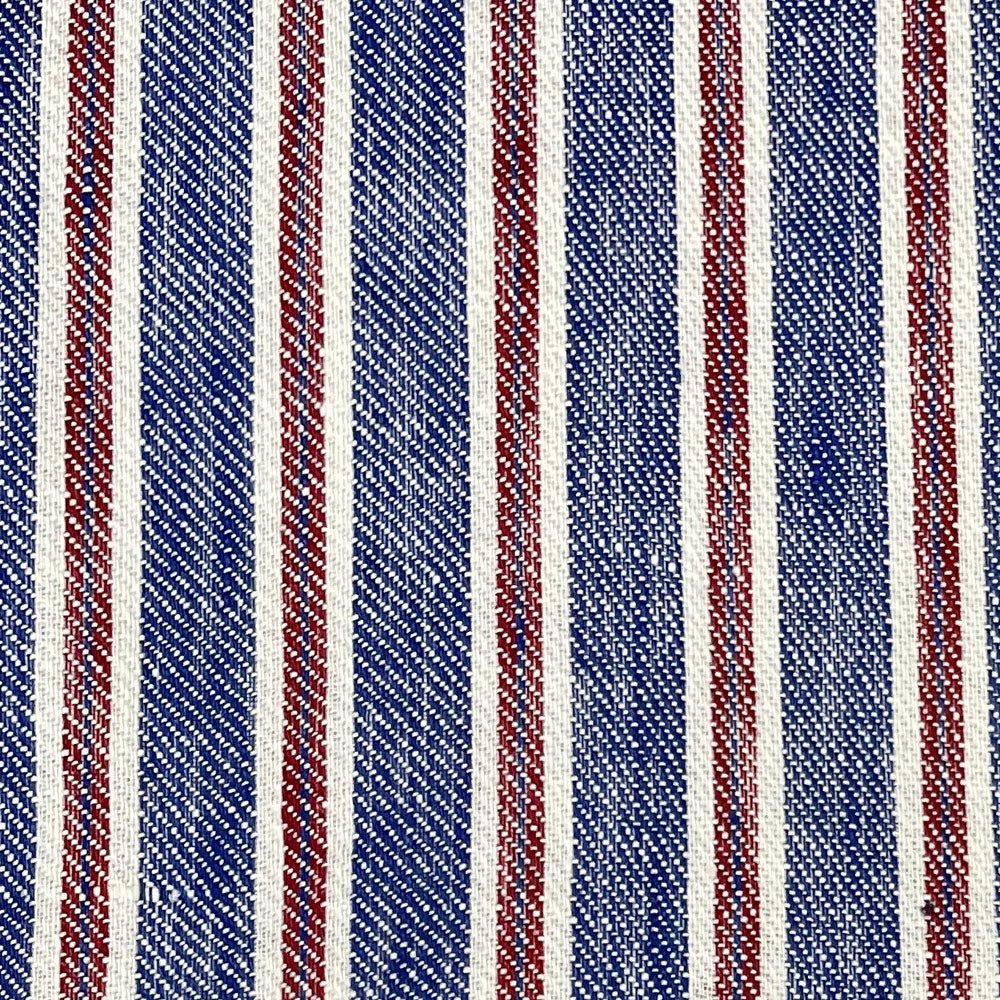 100% Linen Twill Stripe Fabric 14s 40lea (6545) - The Linen Lab - 6545 Blue
