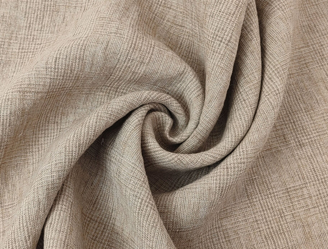 Beige Subtle Glen Plaid Fabric in 100% Linen, Medium-Heavy Weight 7375 - The Linen Lab - Beige