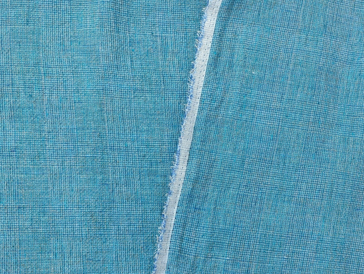 Blue and Green Symphony: A Melange Fusion of Linen and Polyester in Glen Plaid 7788 7789 - The Linen Lab - Blue