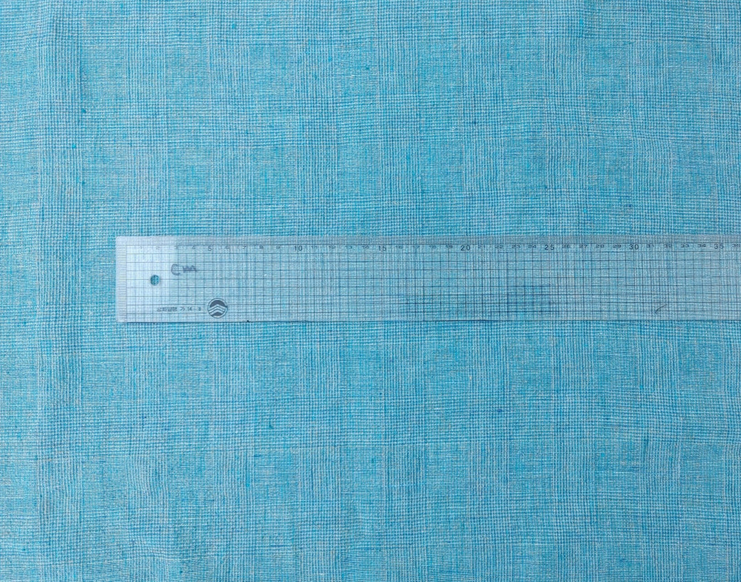 Blue and Green Symphony: A Melange Fusion of Linen and Polyester in Glen Plaid 7788 7789 - The Linen Lab - Blue