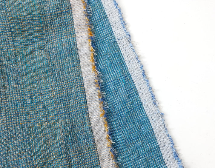 Blue and Green Symphony: A Melange Fusion of Linen and Polyester in Glen Plaid 7788 7789 - The Linen Lab - Green