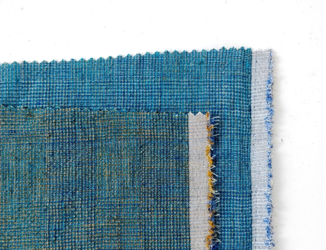 Blue and Green Symphony: A Melange Fusion of Linen and Polyester in Glen Plaid 7788 7789 - The Linen Lab - Green