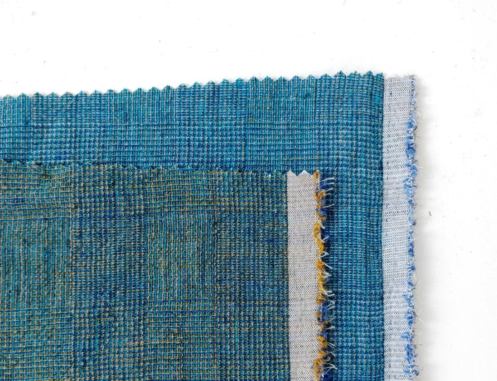 Blue and Green Symphony: A Melange Fusion of Linen and Polyester in Glen Plaid 7788 7789 - The Linen Lab - Green