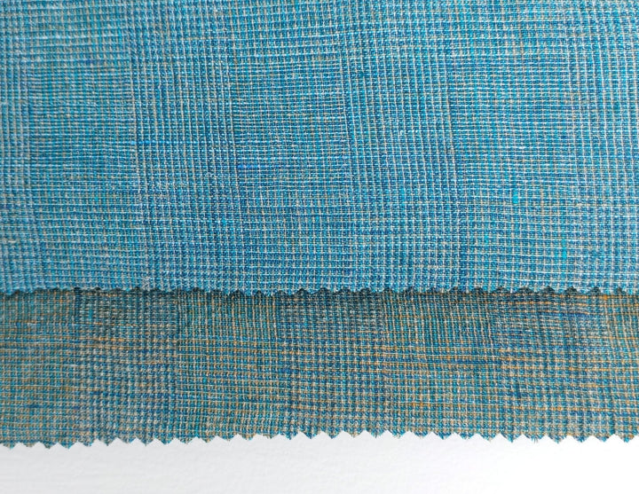 Blue and Green Symphony: A Melange Fusion of Linen and Polyester in Glen Plaid 7788 7789 - The Linen Lab - Green