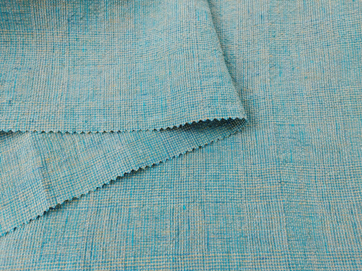 Blue and Green Symphony: A Melange Fusion of Linen and Polyester in Glen Plaid 7788 7789 - The Linen Lab - Green