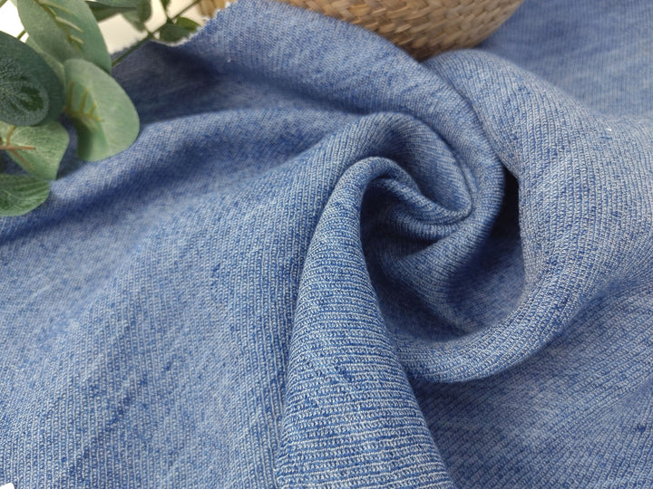 Blue Linen Rayon Cotton Blend Semi-Double-Face Fabric 7146 - The Linen Lab - Blue