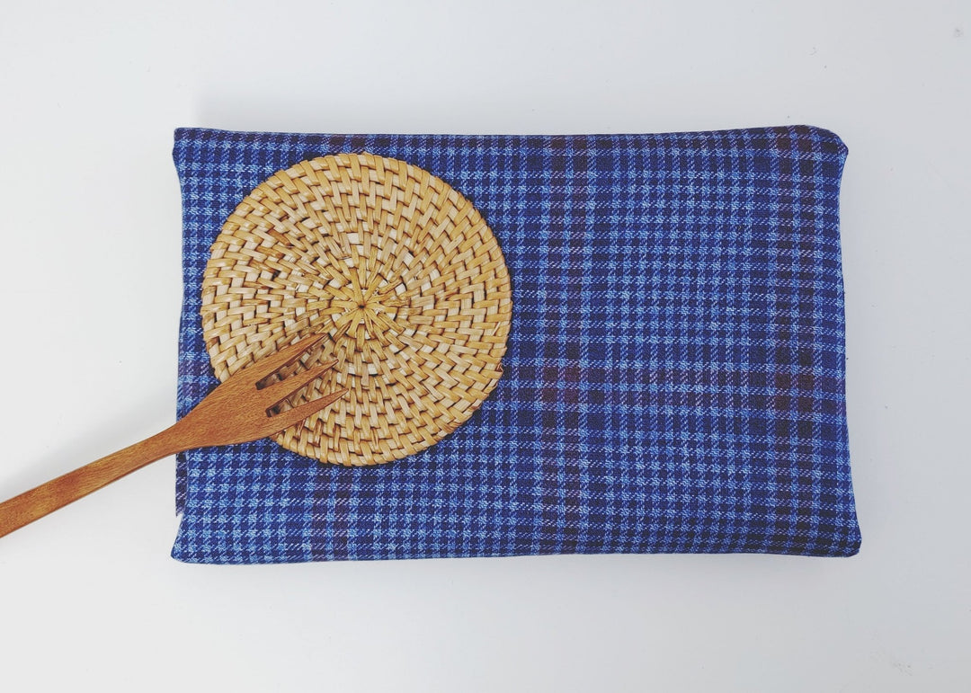 Blue Plaid Elegance: 100% Linen Printed Fabric 4394 - The Linen Lab - Blue