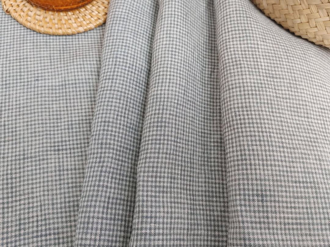 Classic Charm: 100% Linen Mini Gingham Check Fabric, Light Weight 6833 - The Linen Lab - Green