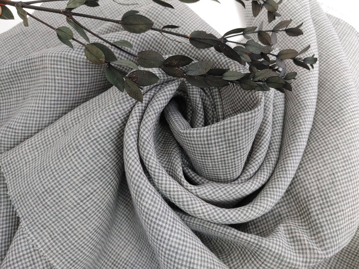 Classic Charm: 100% Linen Mini Gingham Check Fabric, Light Weight 6833 - The Linen Lab - Green