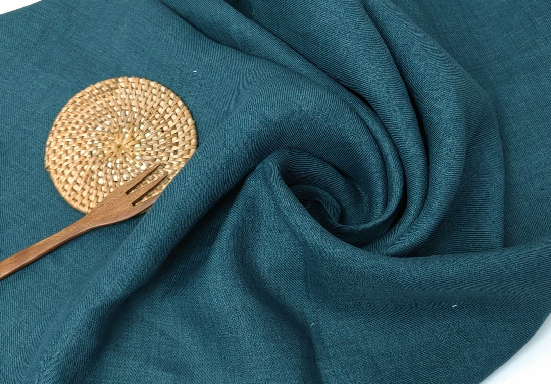 Classic Linen Twill Fabric: 100% Pure Linen, Medium Weight 7490 7615 7254 7255 7256 - The Linen Lab - Green