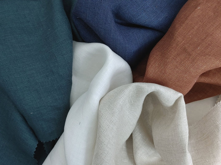 Classic Linen Twill Fabric: 100% Pure Linen, Medium Weight 7490 7615 7254 7255 7256 - The Linen Lab - Green