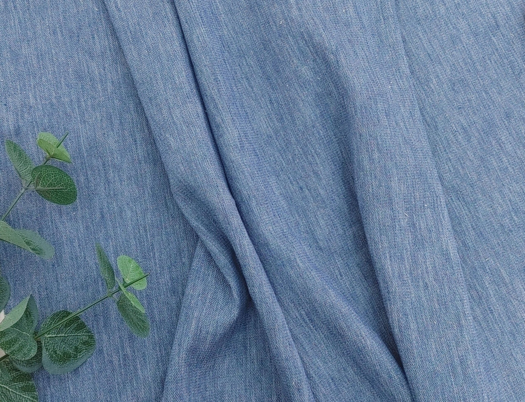 Cool Blue Linen Stretch Fabric 7204 - The Linen Lab - Blue