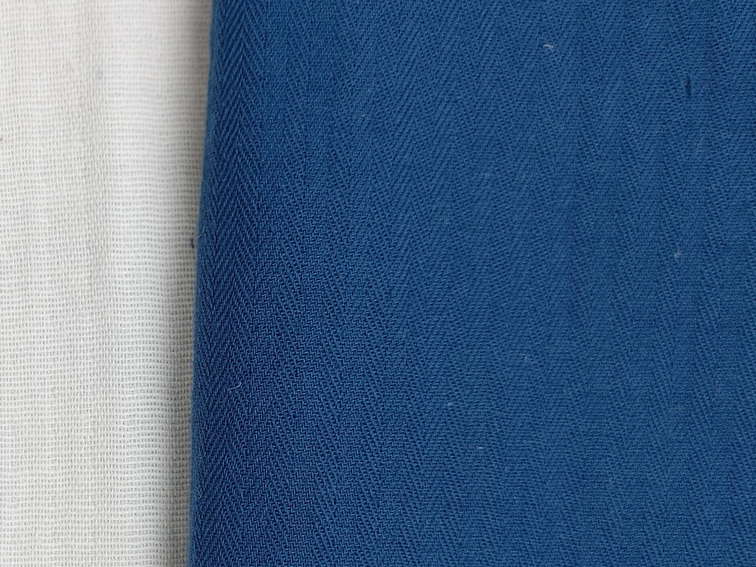 Double-Faced Herringbone Twill: 100% Cotton Fabric 7216 7215 - The Linen Lab - Blue