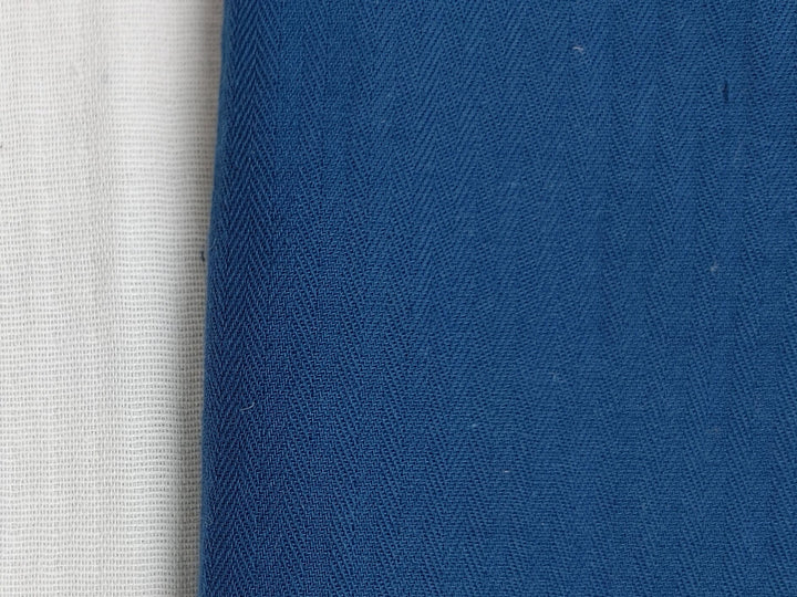Double-Faced Herringbone Twill: 100% Cotton Fabric 7216 7215 - The Linen Lab - Blue
