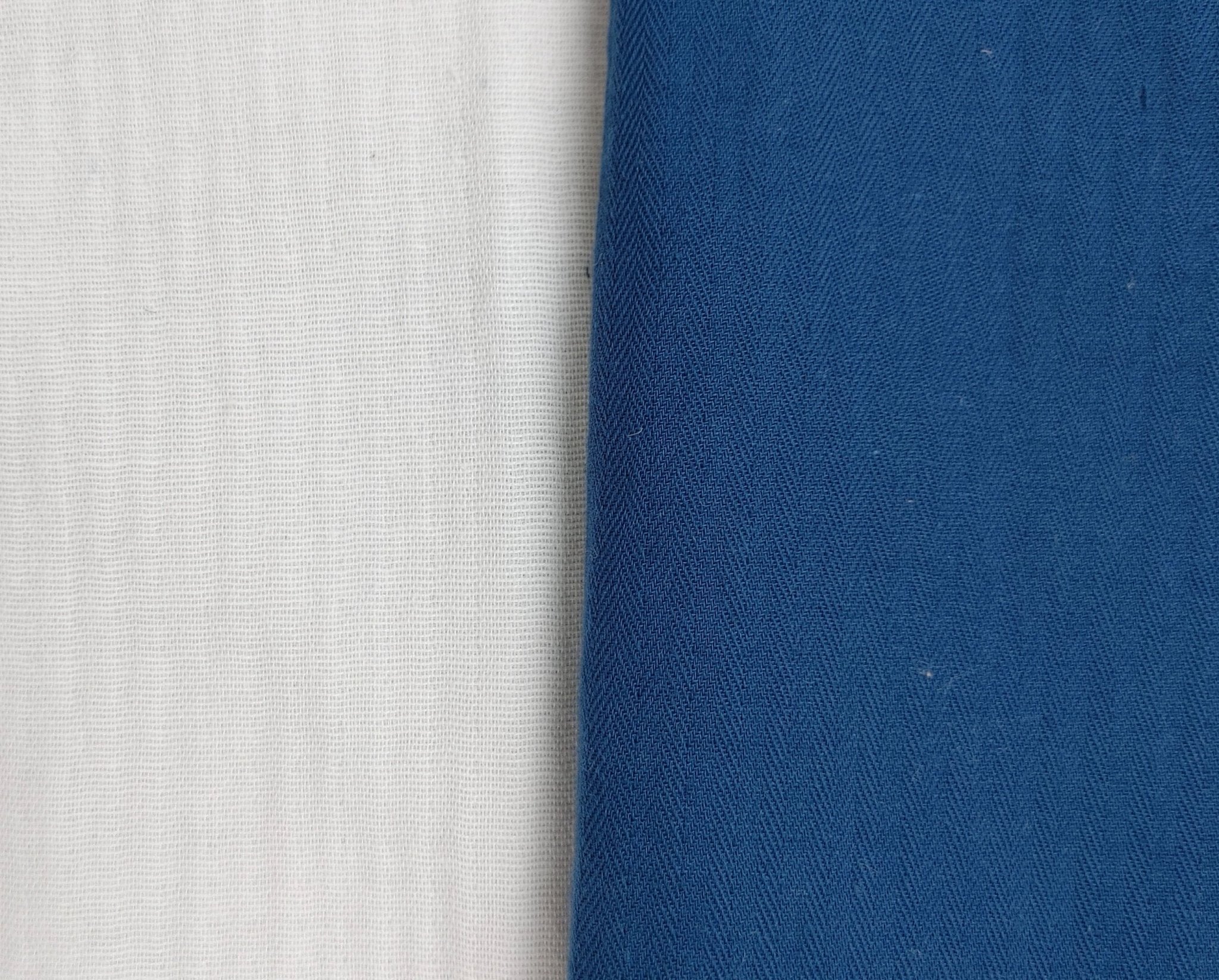 Double-Faced Herringbone Twill: 100% Cotton Fabric 7216 7215 - The Linen Lab - Blue