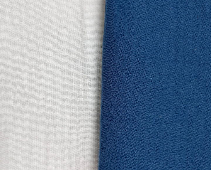 Double-Faced Herringbone Twill: 100% Cotton Fabric 7216 7215 - The Linen Lab - Blue