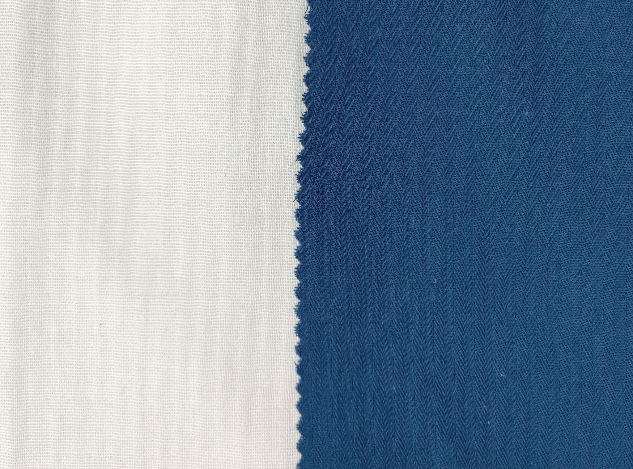 Double-Faced Herringbone Twill: 100% Cotton Fabric 7216 7215 - The Linen Lab - Blue