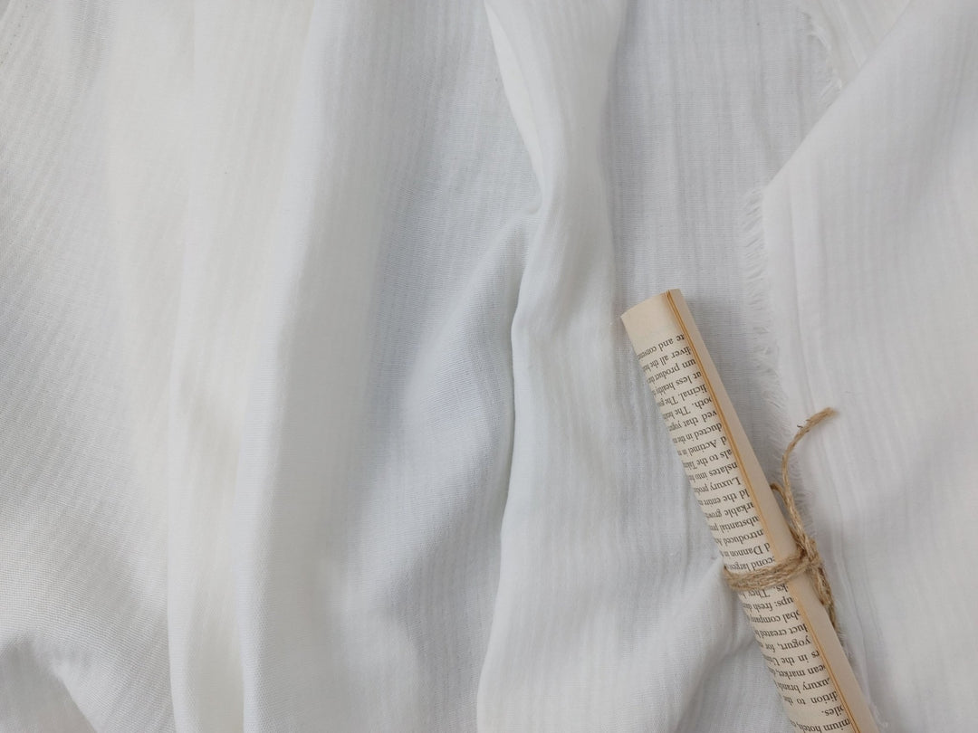 Double-Faced Herringbone Twill: 100% Cotton Fabric 7216 7215 - The Linen Lab - White