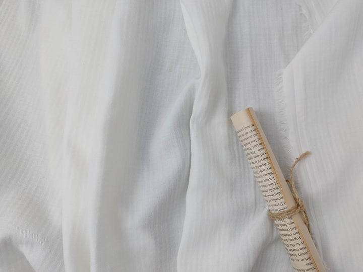 Double-Faced Herringbone Twill: 100% Cotton Fabric 7216 7215 - The Linen Lab - White