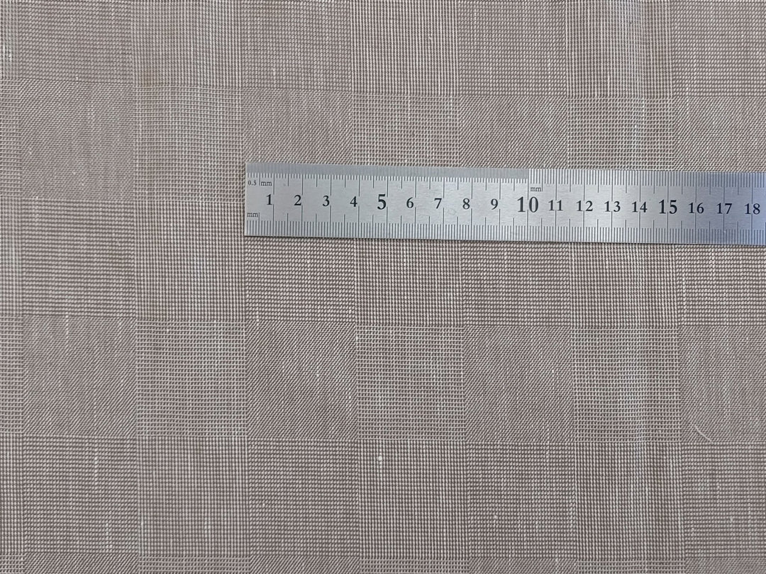 EaseBlend Beige Linen Stretch Fabric: Subtle Checkered Harmony 7295 - The Linen Lab - Beige