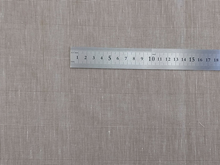 EaseBlend Beige Linen Stretch Fabric: Subtle Checkered Harmony 7295 - The Linen Lab - Beige
