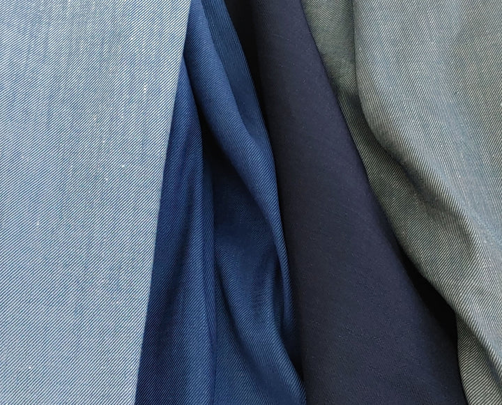 Elevated Comfort: Linen Rayon Twill Stretch Fabric 4232 4420 4580 4581 6428 6429 6430 - The Linen Lab - Blue