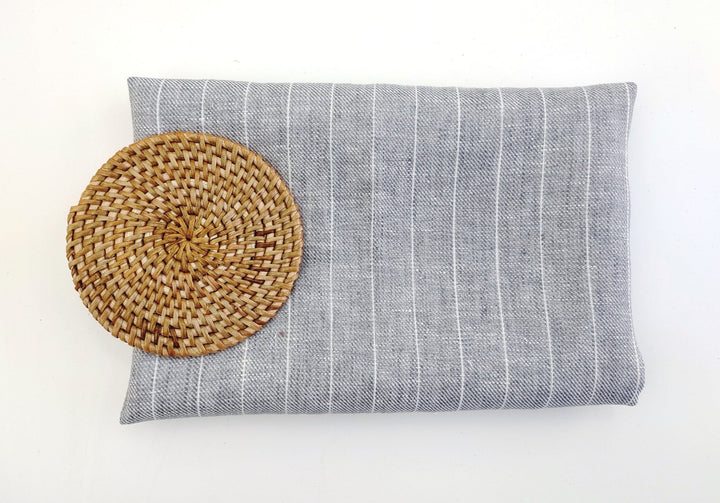Gentle Grey Stripes: 100% Linen Chambray Twill Fabric 7614 - The Linen Lab - Grey