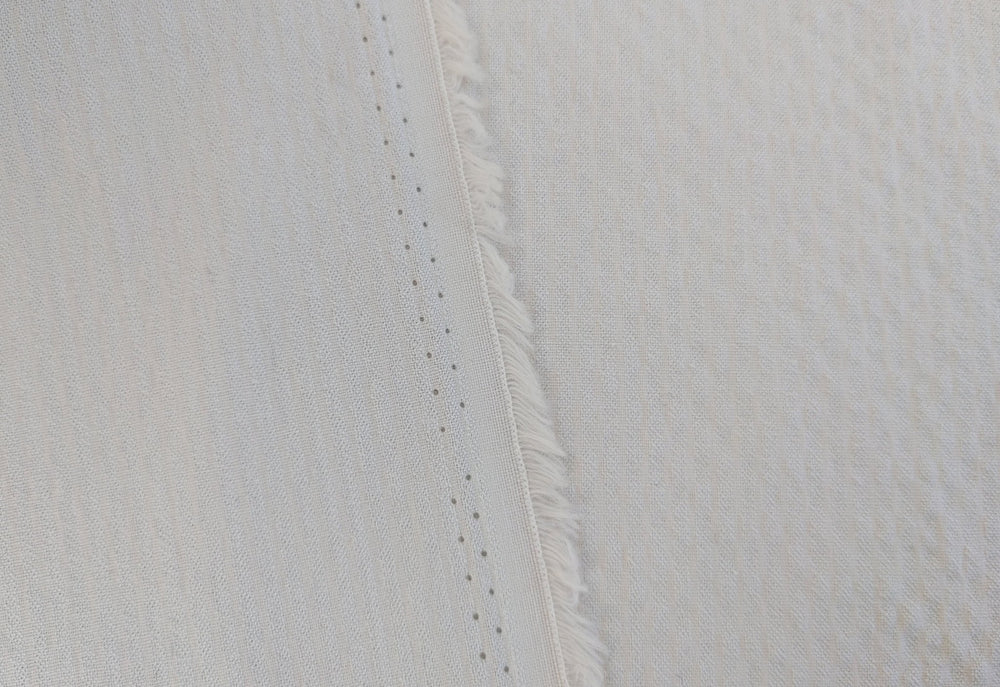 Gentle Stripes: Ramie Cotton Rayon Seersucker Fabric 3277 - The Linen Lab - Ivory