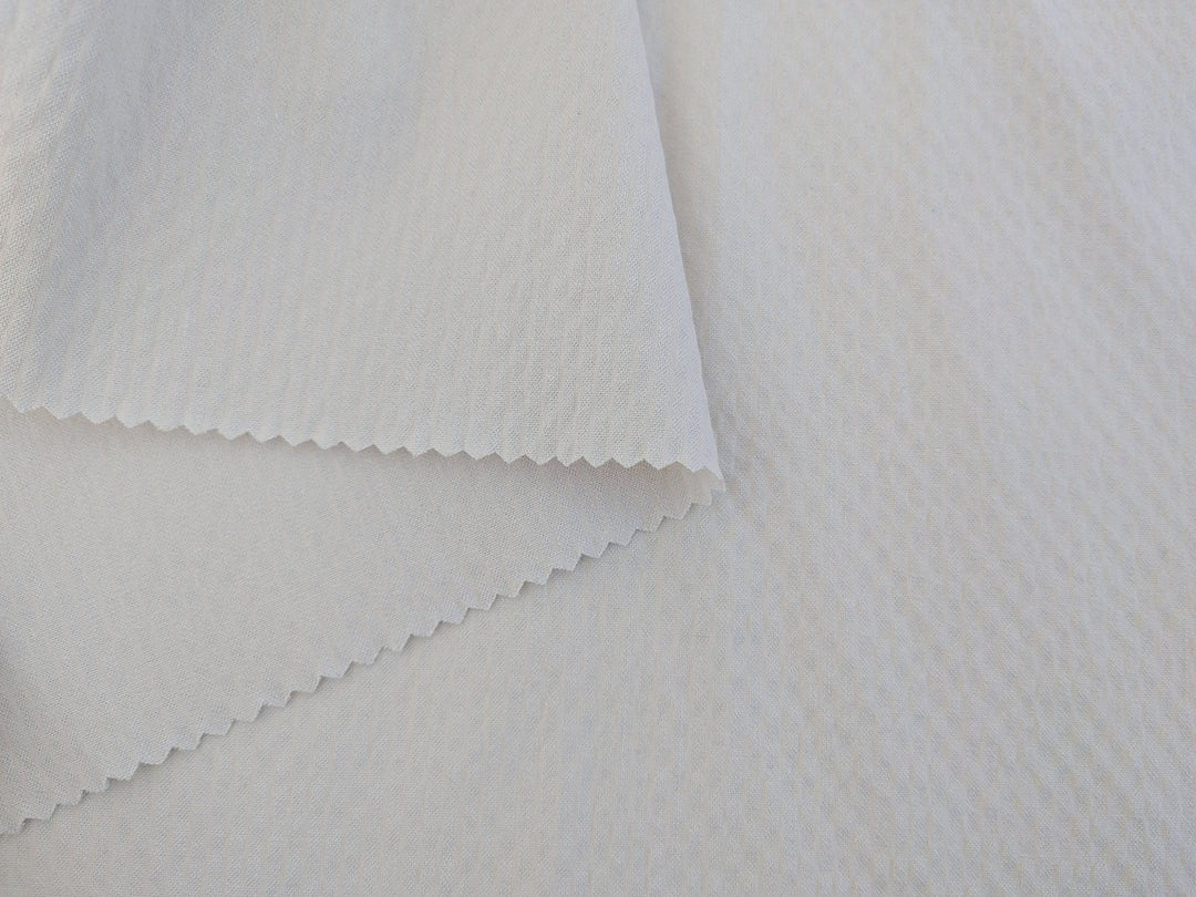 Gentle Stripes: Ramie Cotton Rayon Seersucker Fabric 3277 - The Linen Lab - Ivory