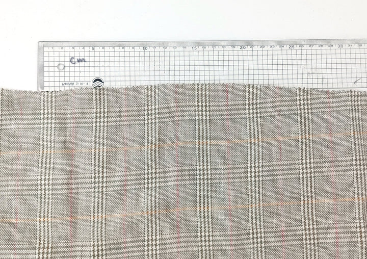 Glen Plaid Elegance: 100% Linen Twill Fabric, 9s Medium-Heavy Weight 2118 - The Linen Lab - Green