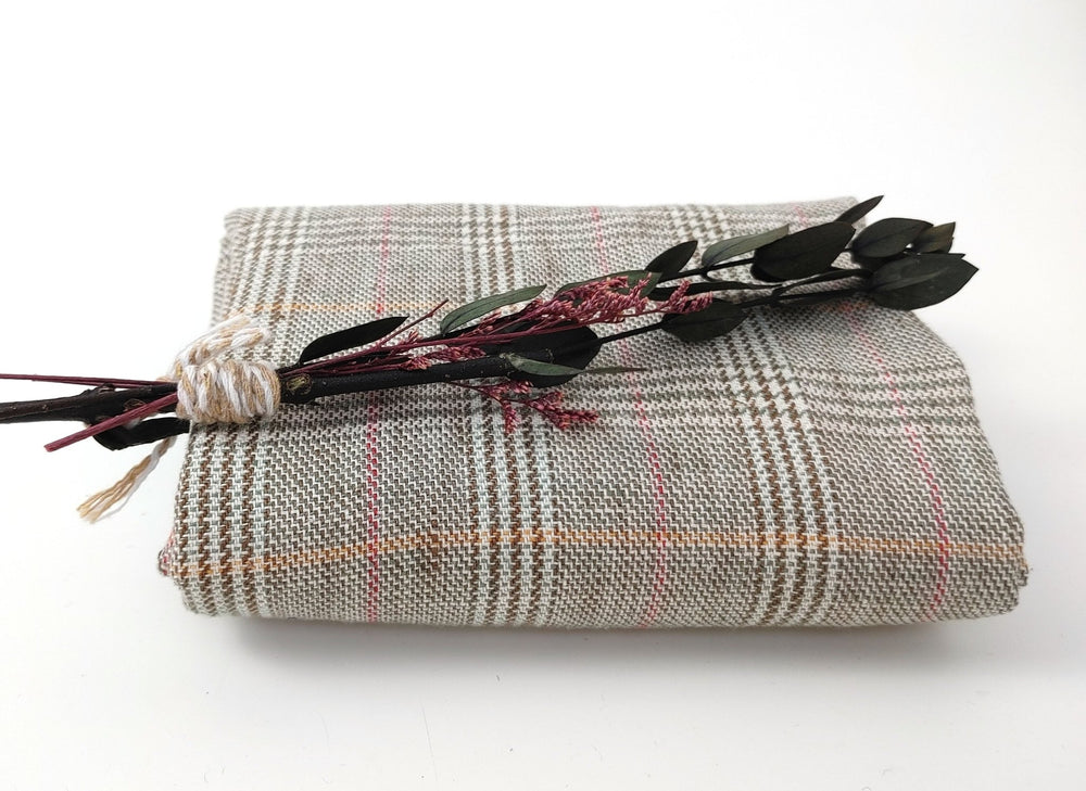 Glen Plaid Elegance: 100% Linen Twill Fabric, 9s Medium-Heavy Weight 2118 - The Linen Lab - Green