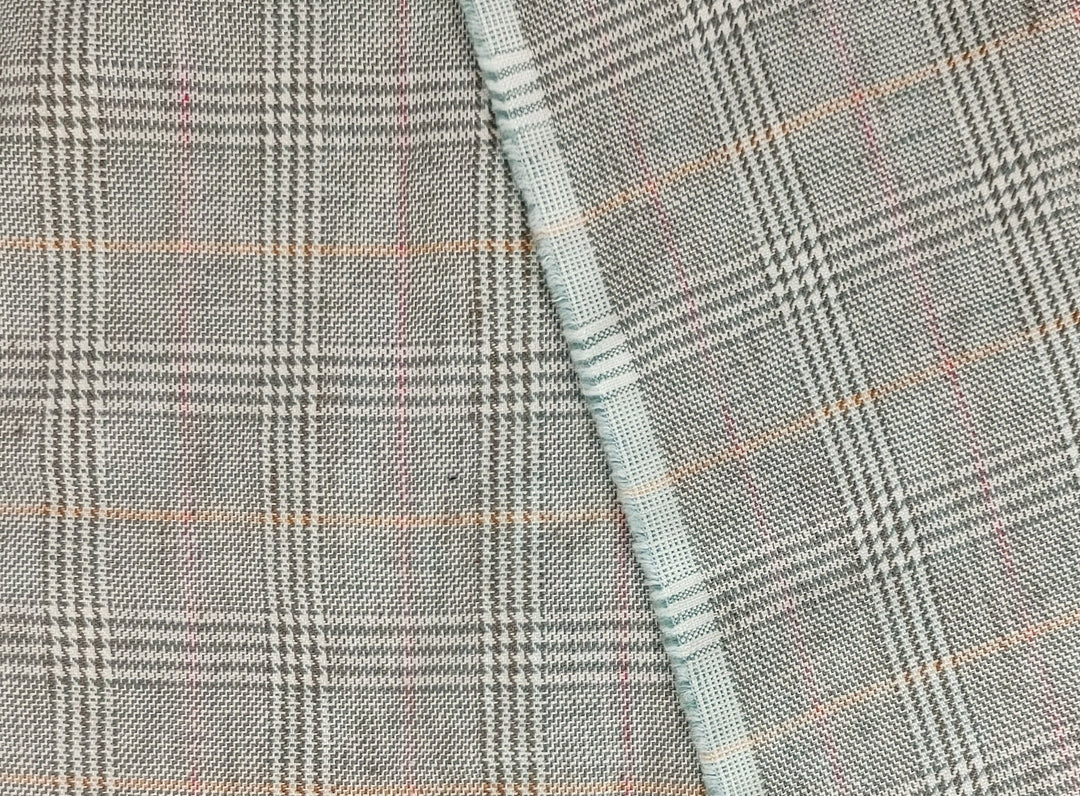 Glen Plaid Elegance: 100% Linen Twill Fabric, 9s Medium-Heavy Weight 2118 - The Linen Lab - Green