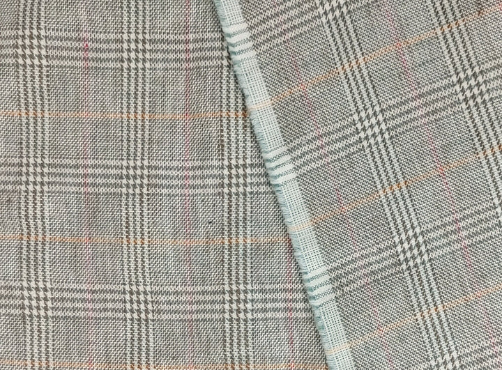 Glen Plaid Elegance: 100% Linen Twill Fabric, 9s Medium-Heavy Weight 2118 - The Linen Lab - Green