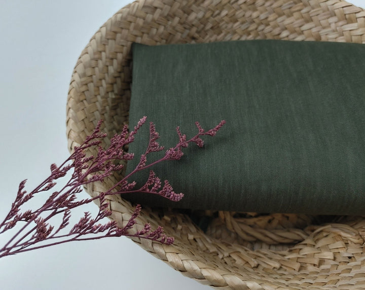 Green Linen Rayon PU Stretch Fabric - Medium Weight for Versatile Sewing Projects 7193 - The Linen Lab - Green