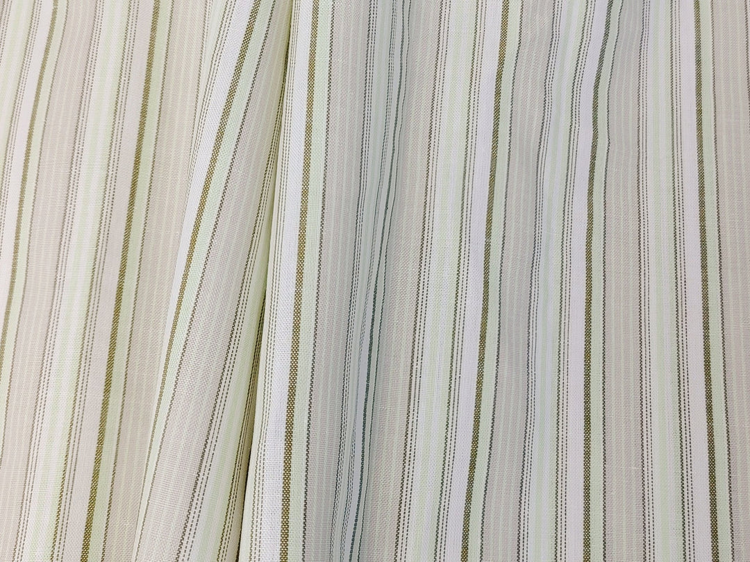 Green Stripe Cotton Ramie Fabric with Plain Weave 154 - The Linen Lab - Green