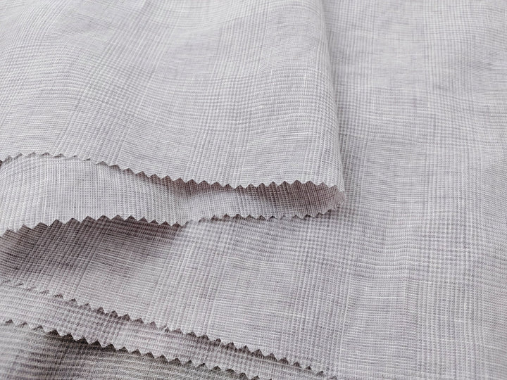 Grey Elegance: Lightweight 100% Linen Glen Plaid 6536 6508 - The Linen Lab - Gray(Light)