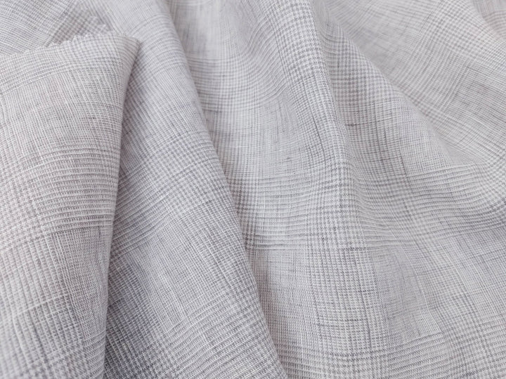 Grey Elegance: Lightweight 100% Linen Glen Plaid 6536 6508 - The Linen Lab - Gray(Light)