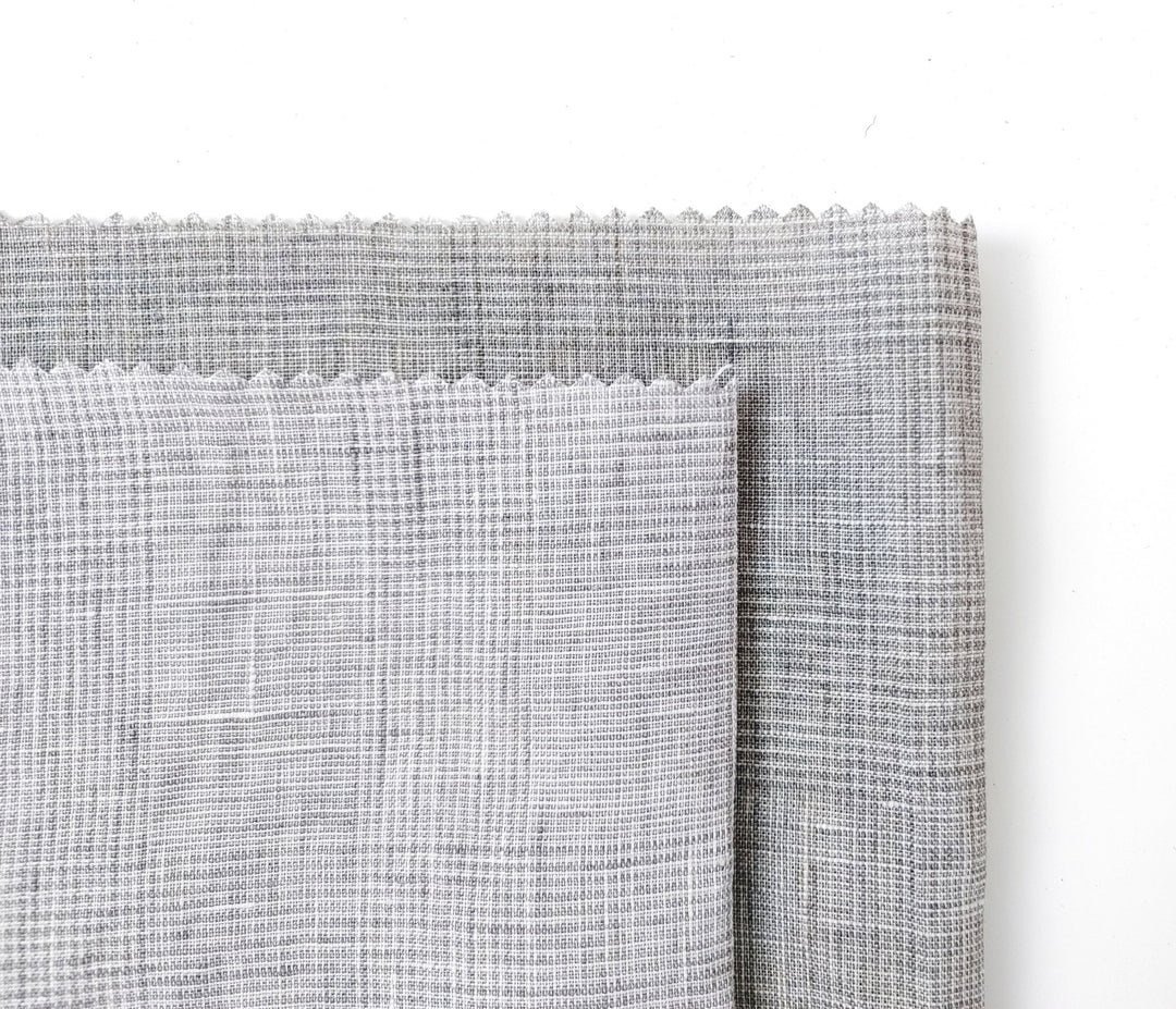 Grey Elegance: Lightweight 100% Linen Glen Plaid 6536 6508 - The Linen Lab - Gray(Light)