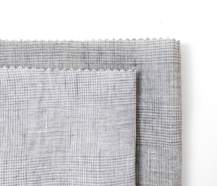 Grey Elegance: Lightweight 100% Linen Glen Plaid 6536 6508 - The Linen Lab - Gray(Light)