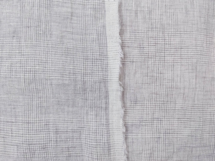 Grey Elegance: Lightweight 100% Linen Glen Plaid 6536 6508 - The Linen Lab - Gray(Light)