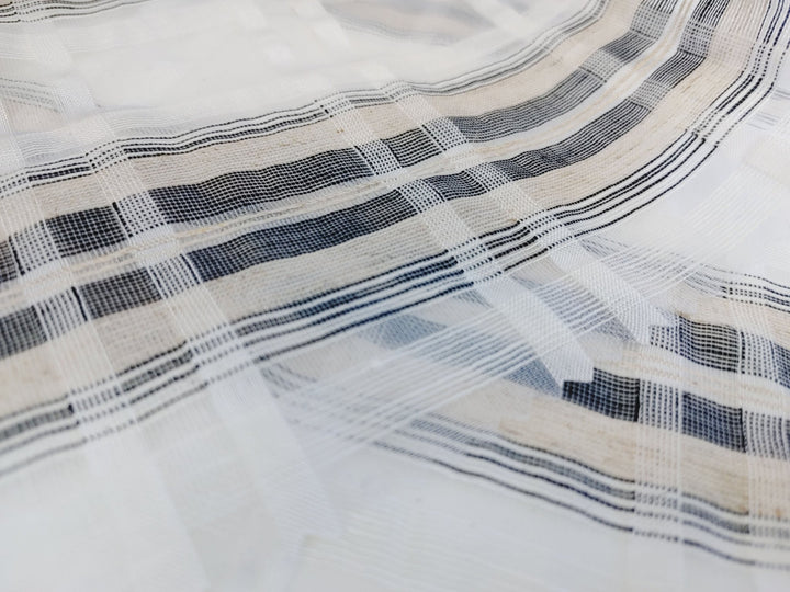Grey Melange Plaid Linen-Rayon-Polyester Sheer Fabric 1758 - The Linen Lab - Grey