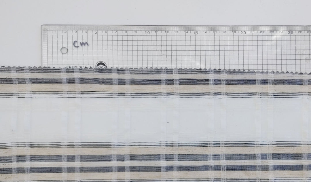 Grey Melange Plaid Linen-Rayon-Polyester Sheer Fabric 1758 - The Linen Lab - Grey